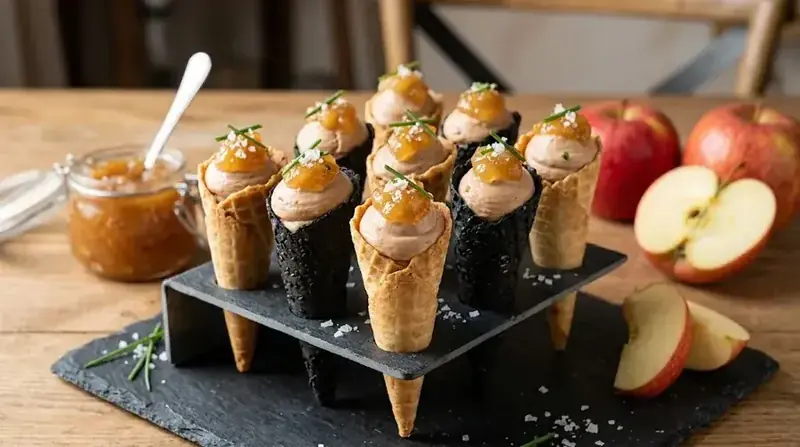 Conitos de foie con mermelada de manzana — plato de nuestra carta de catering