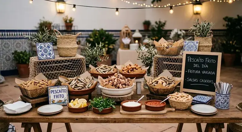 Mesa temática de Pescaito Frito — plato de nuestra carta de catering