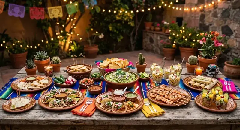 Mesa temática Mexicana — plato de nuestra carta de catering
