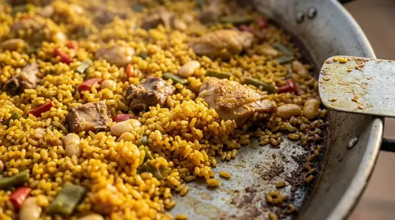 Paella de Carne — plato de nuestra carta de catering