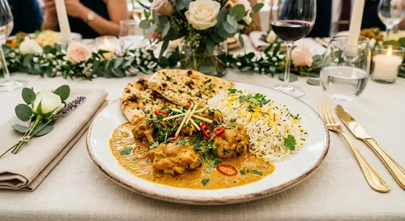Pollo al Curry — plato de nuestra carta de catering