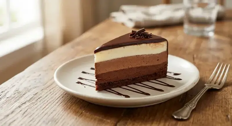 Tarta tres chocolates — plato de nuestra carta de catering