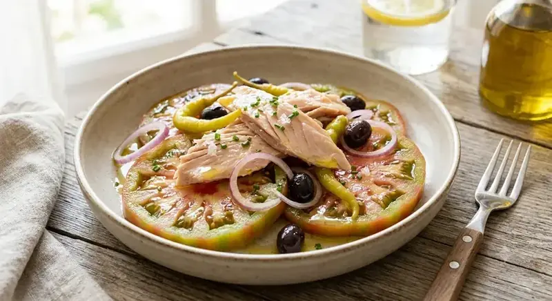 Tomate raf con ventresca — plato de nuestra carta de catering